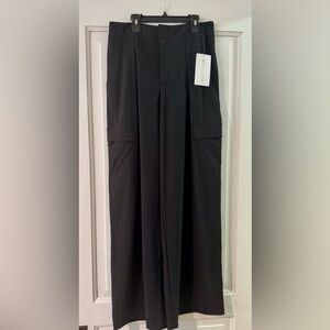 Athleta Pinnacle Cargo Trouser Women Black Wide Leg Travel Pants 10 Tall NWT